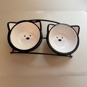 Cat Face Ceramic Bowls with Stand